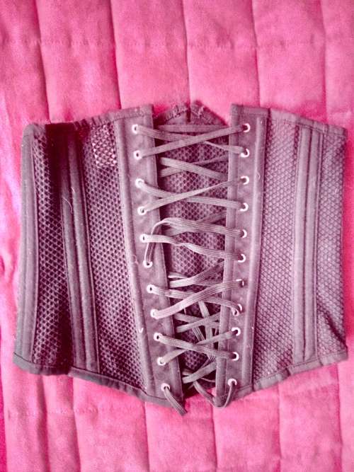 HIGH QUALITY Black Fishnet Underbust Corset