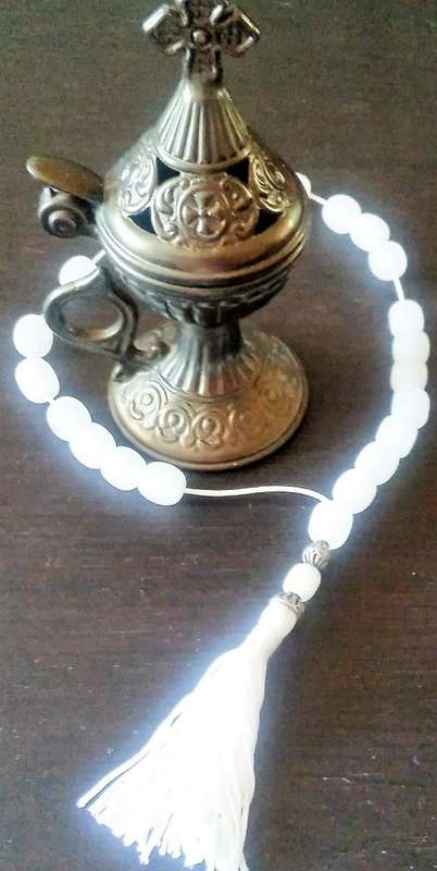 FABULOUS! GENUINE Greek Orthodox Censer And White Onyx Stone Prayer Beads