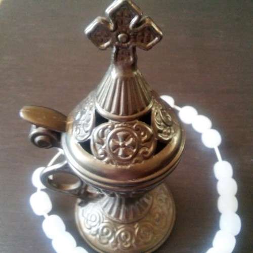 FABULOUS! GENUINE Greek Orthodox Censer And White Onyx Stone Prayer Beads