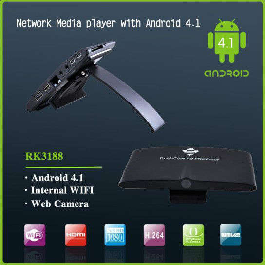 HDTV to Smart-TV conversion with the MK818 Android 4.1 mini-PC TV-Stick with Built-in Webcam/Mic