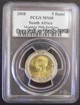 ## WOW RARE ## 2008 Mandela 90th Birthday R5 PCGS MS68 ## 2nd FINEST KNOWN ## GREAT VALUE##