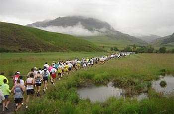 Runners starting off on the 42km