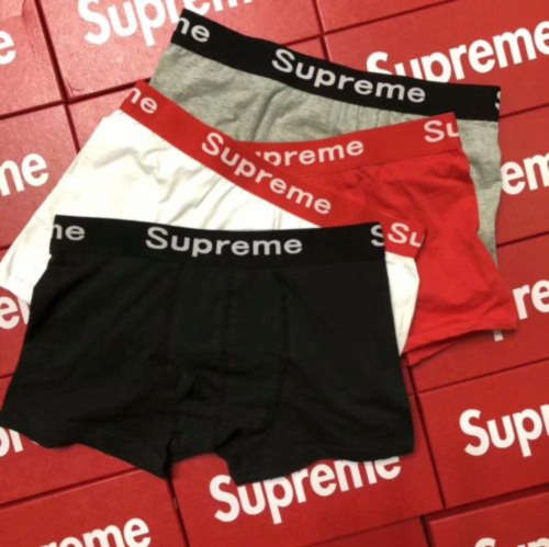 4-pack, New Supreme Boxer Briefs, (Red, Black, Gray & White) in Retail Box (L)