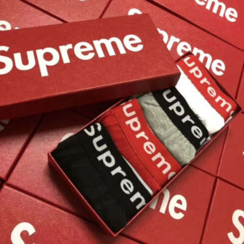 4-pack, New Supreme Boxer Briefs, (Red, Black, Gray & White) in Retail Box (L)