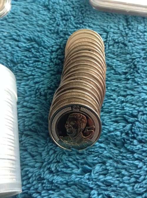 Beautiful NELSON MANDELA  R5 Birthday coins in zip lock bags