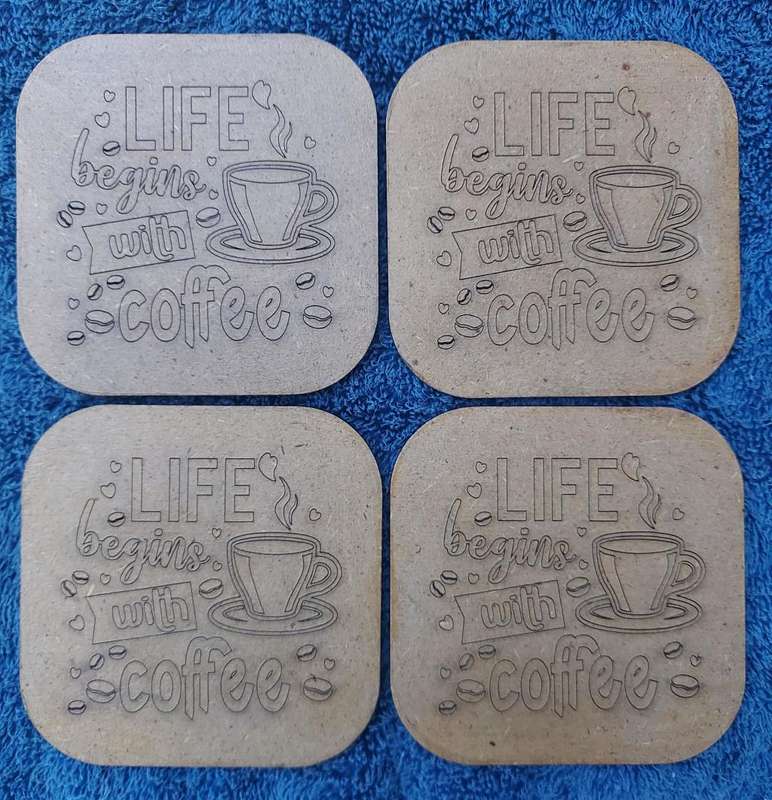 life begins with coffee Coasters laser engraved + free case