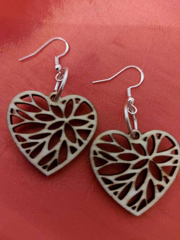 ilovethisss designer Laser cut Ear rings - wooden