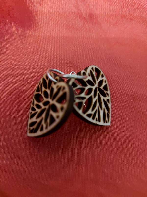 ilovethisss designer Laser cut Ear rings - wooden