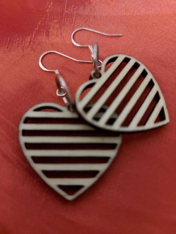 Laser cut Ear rings - wooden