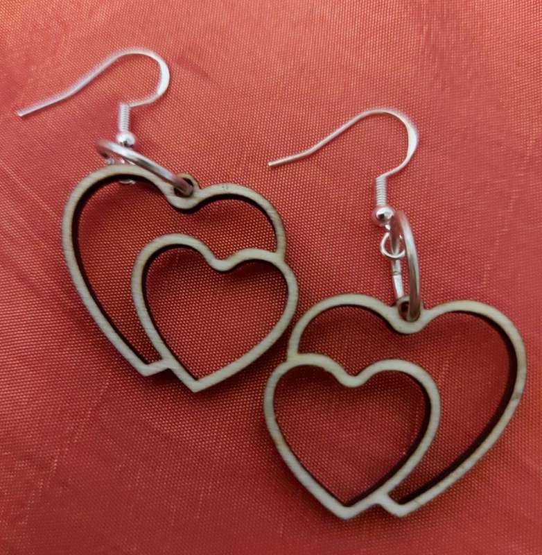 Laser cut Ear rings - wooden