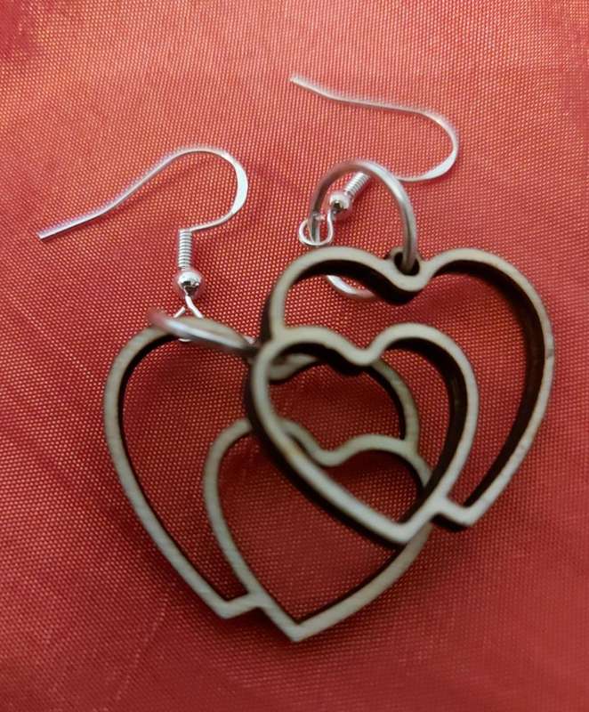 Laser cut Ear rings - wooden