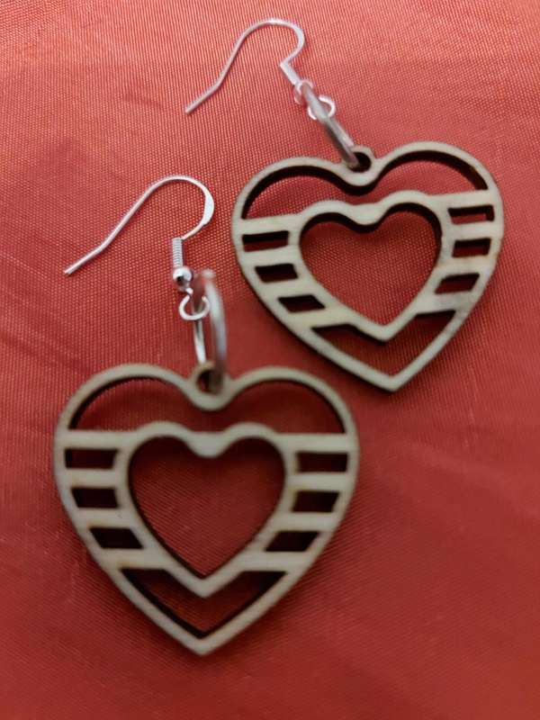 Laser cut Ear rings - wooden