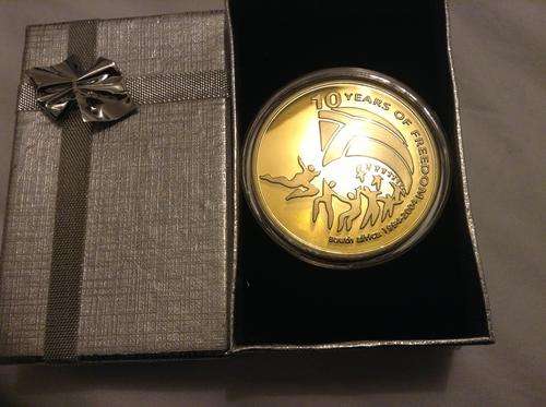 10 Years of freedom gold layered medallion