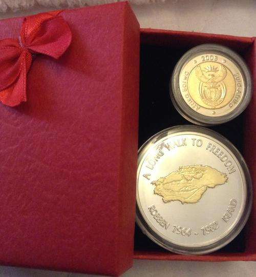 2008 90th Birthday coin + 1 oz "Along walk to freedom" medal