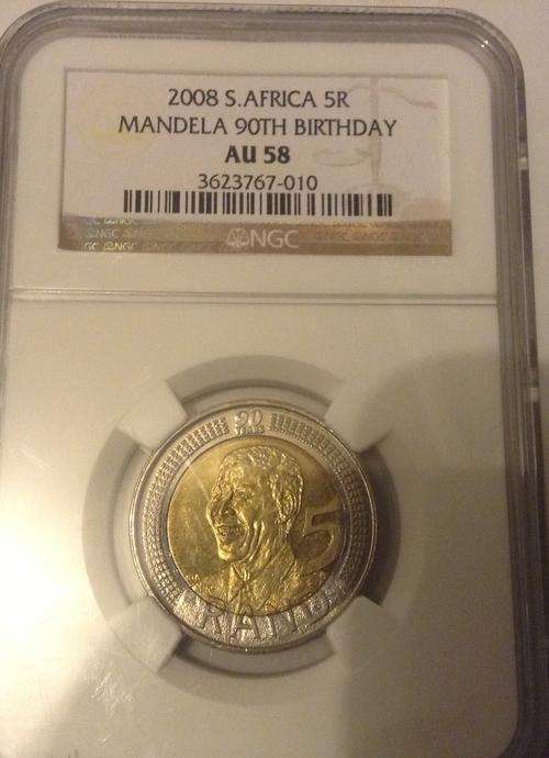 Nelson Mandela Birthday Coins AU 58 NGC graded