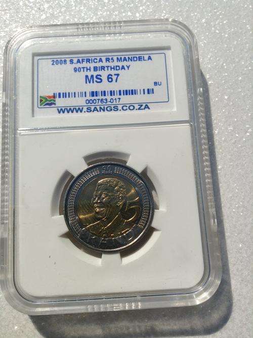 2008 Nelson Mandela  Birthday R5 coin MS 67