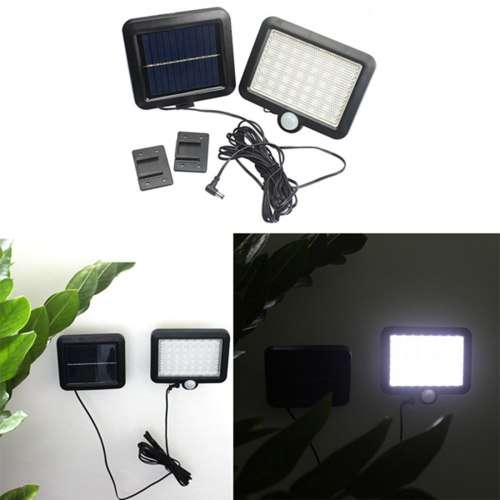 56 LED Solar Charged LED Light - PIR Motion Sensor Detection Wall Lamp