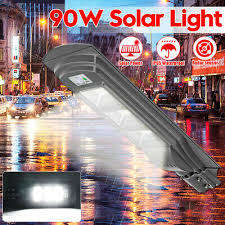90W LED Solar Power Street Light, PIR Motion Sensor, Waterproof, Night Sensor with Remote