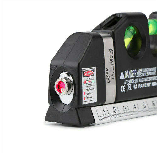 3-in-1 Laser Level Pro 3 - Laser & Spirit Leveling - Standard & Metric Rulers - Measuring Tape