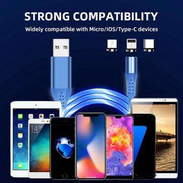 3-in-1 Magnetic Stream-Optic Charge Cable - Micro USB/Lightning/Type-C - 360° Rotary Interface.
