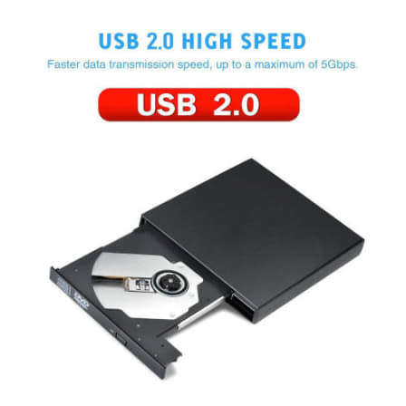 USB 2.0 External Optical Drive DVD CD RW Drive - Burner / Writer - Ultra Slim For PC/Laptop - White