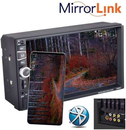 7" TOUCH SCREEN CAR MP5 PLAYER - DOUBLE DIN - USB - BLUETOOTH - REVERSE CAMERA INPUT - MIRROR LINK