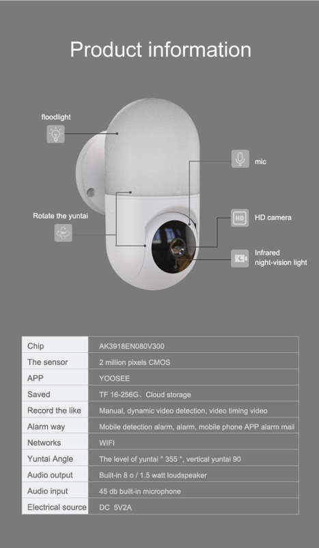 HD Outdoor Surveillance Camera with Light - Wi-Fi - IR Night Vision - Motion Detect - 2 Way Audio