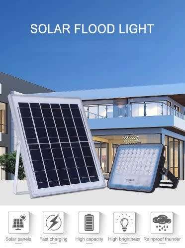 300W Solar LED Flood Light with Separate Solar Panel Including Remote Control