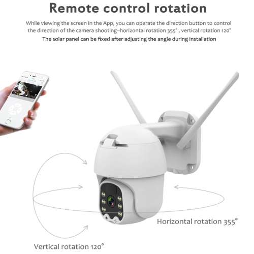 Solar Charged WIFI Outdoor Camera with  Separate Solar Panel - 5MP - 1080P HD - Two Way Audio