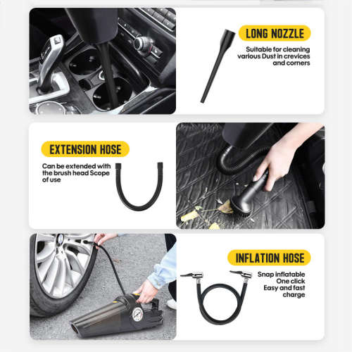 2-in-1 Powerful 4000Pa Vacuum Cleaner & Air Pump - Portable - Pressure Gauge - Nozzle Included