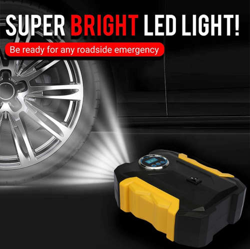 Digital Air Compressor Pump -Tyre Inflator - Portable - Built-In LED Light - 12V DC