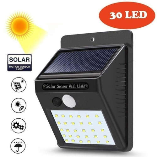 30 LED Solar Power Wall Light, PIR Motion Sensor, Waterproof, Night Sensor & Eco-friendly