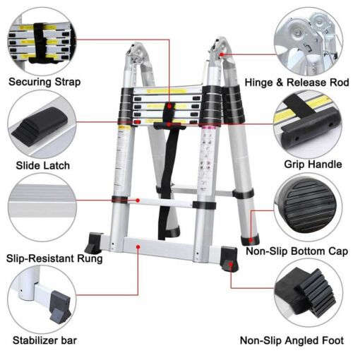 2.6m Aluminium Telescopic Ladder - Compact Design - Light Weight