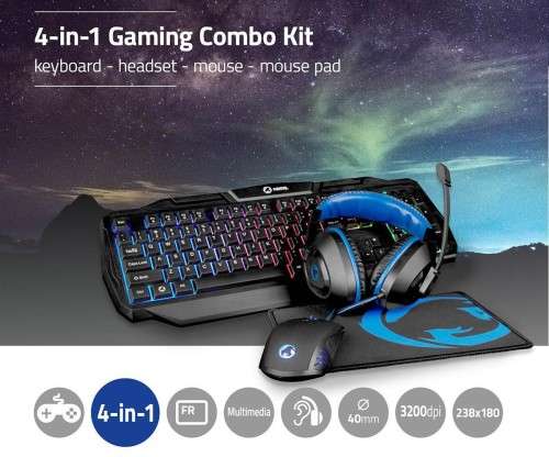 4-in-1 Gaming Combo Kit - Keyboard - Mouse - Mouse Pad - Headphone with Mouth Piece