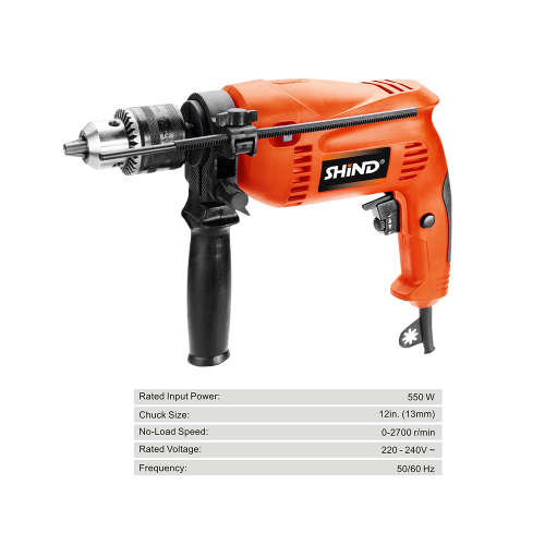 SHIND 550W Impact Drill - 13mm Chuck - Variable Speed - Soft Grip