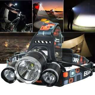 Rechargeable LED 3 x CREE XM-L T6 Headlamp - 3800 Lumen - Adjustable Strap