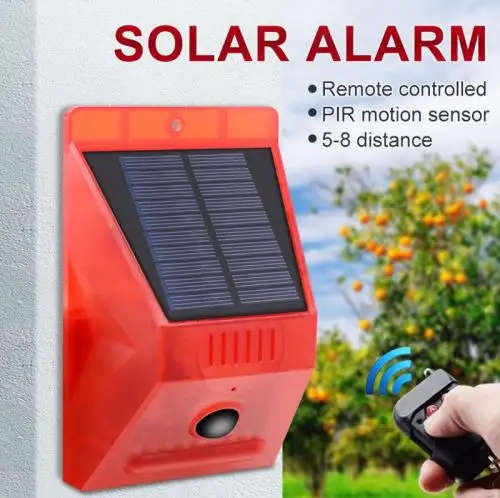 Solar Powered Beam - Remote Controlled - Sensor Activated - Built In 129db Alarm Siren
