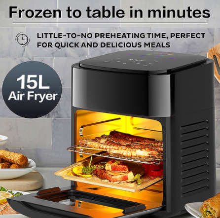 15L Multifunction Electric Air Fryer Oven - LED Digital Display - Large Capacity - Living Healthier