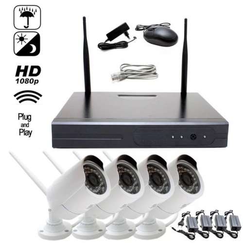 4 Channel HD NVR Latest Software CCTV System + HDMI + Phone Viewing + Waterproof Cameras