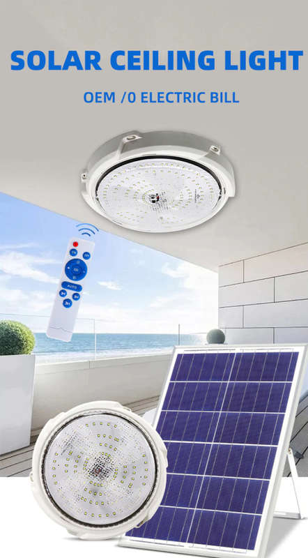 100w Solar Ceiling Light with Separate Solar Panel - Remote Control
