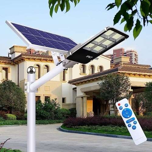 Super Bright 1000w Solar Street Light with Separate Panel and Mounting Pole - Remote Controlled