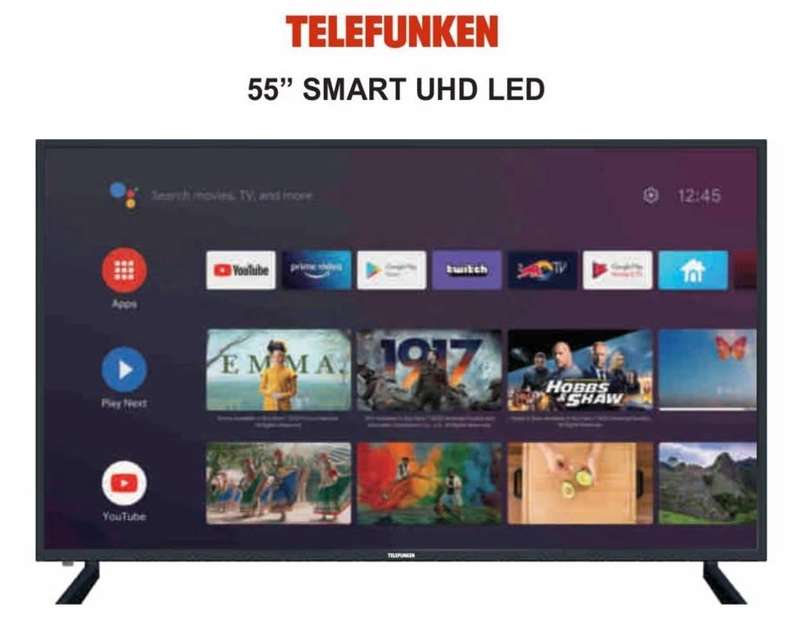 Telefunken 55` UHD Smart LED TV - 140cm - Android 9.0 - Wifi - USB