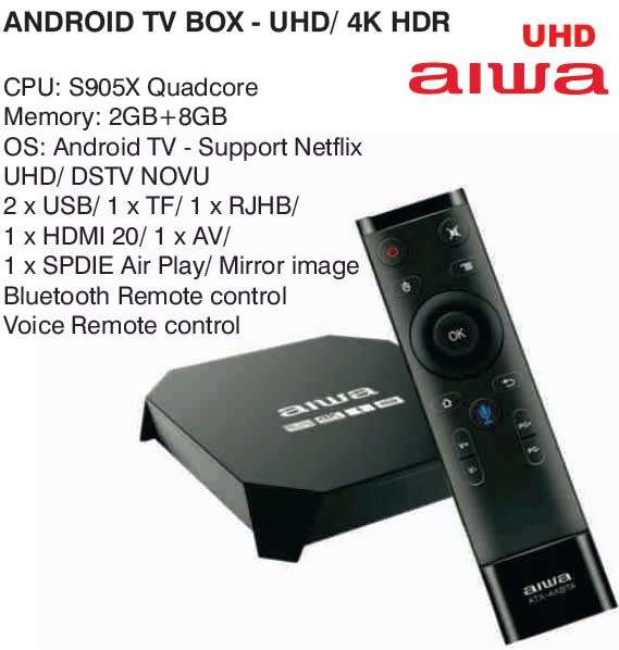 Aiwa Android TV Box - UHD / 4K HDR - Voice Control Remote
