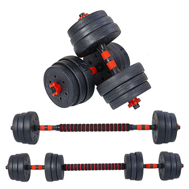 Adjustable 2-in-1 Dumbbell Set With Extension Bar Conversion to Barbell - 20kg