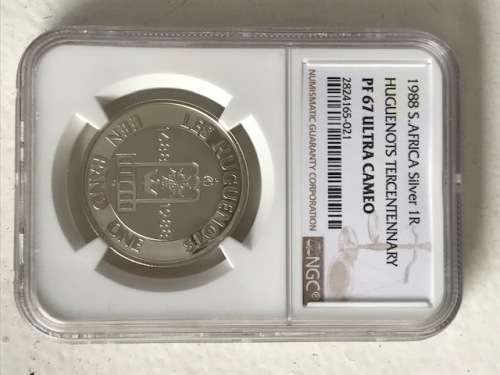 1988 silver R1 Huguenots Tercentennary PF67 Ultra Cameo
