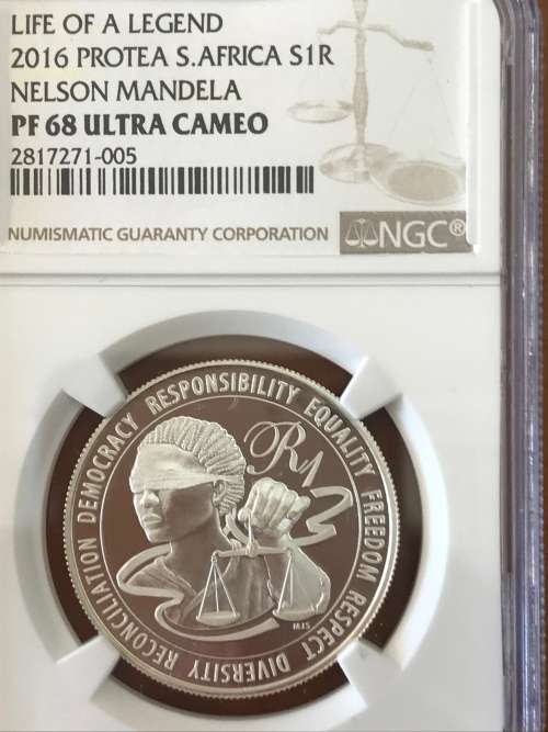 2016 Silver R1 Nelson Mandela PF 68 Ultra Cameo