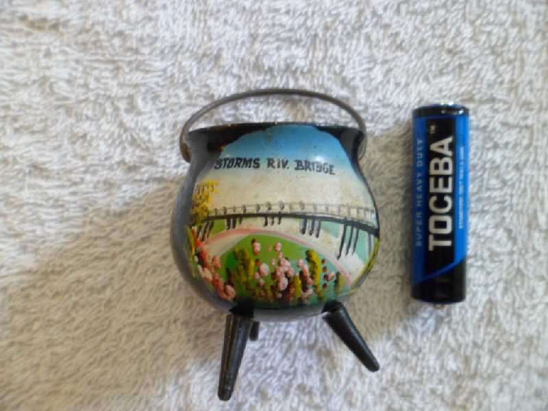 Three-legged Miniature Souvenir Pot - Storms River Bridge