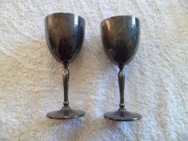 Two Long Stemmed Goblets - Silver Plated