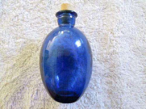 Blue Glass Bottle with Cork