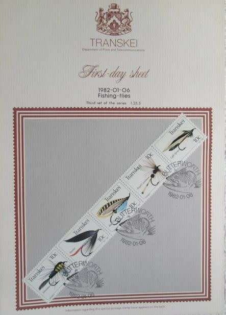1982 Transkei Fishing Flies First Day Sheet Third Set of Series 1.25.5